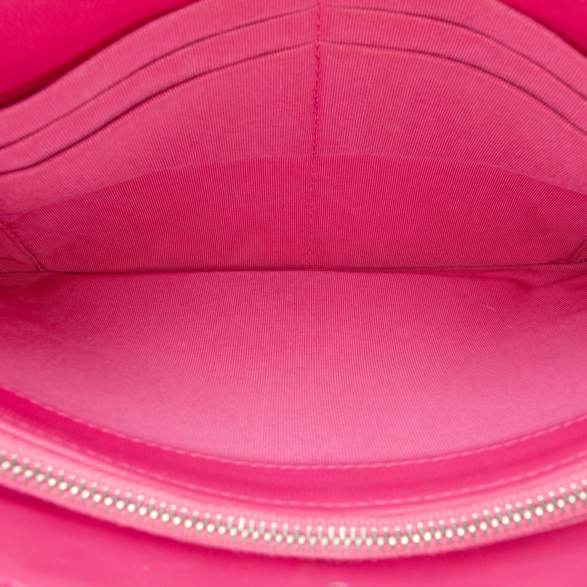 Chanel Quilted Caviar CC Enamel Double Zip Clutch