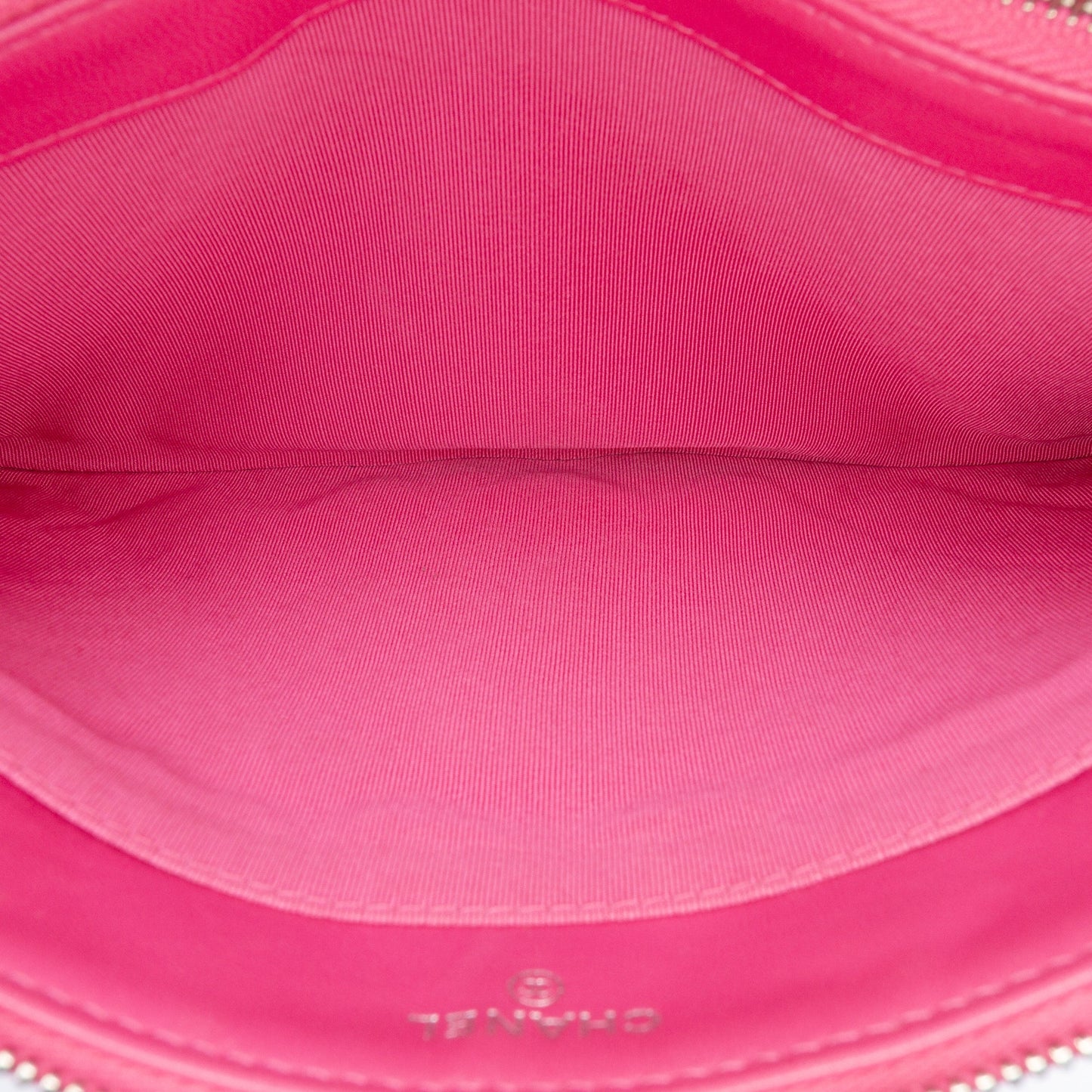 Chanel Quilted Caviar CC Enamel Double Zip Clutch