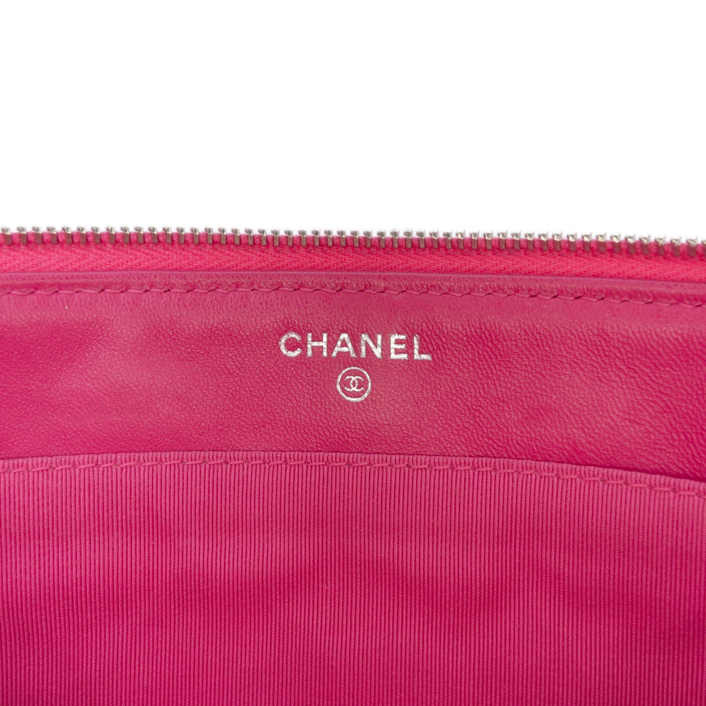 Chanel Quilted Caviar CC Enamel Double Zip Clutch