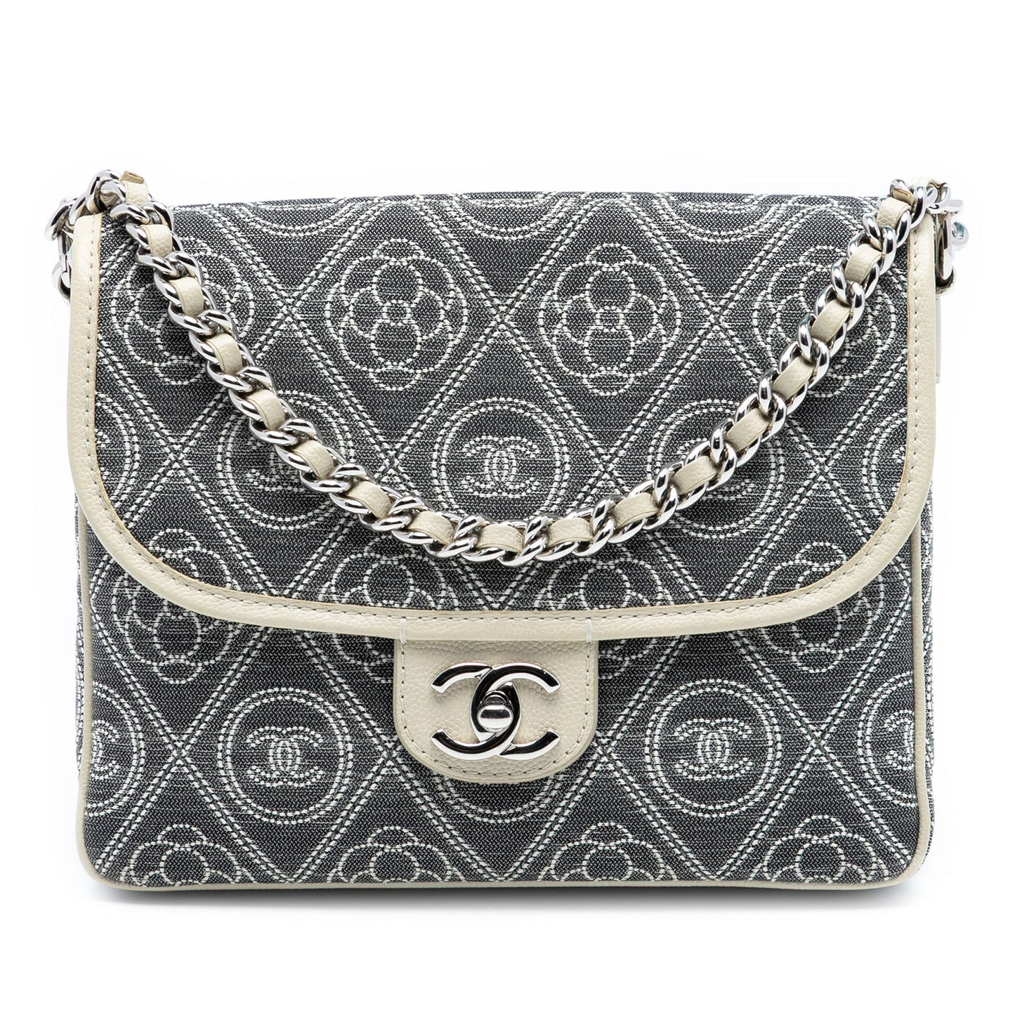 Chanel Camellia Printed Canvas Double Side Flap