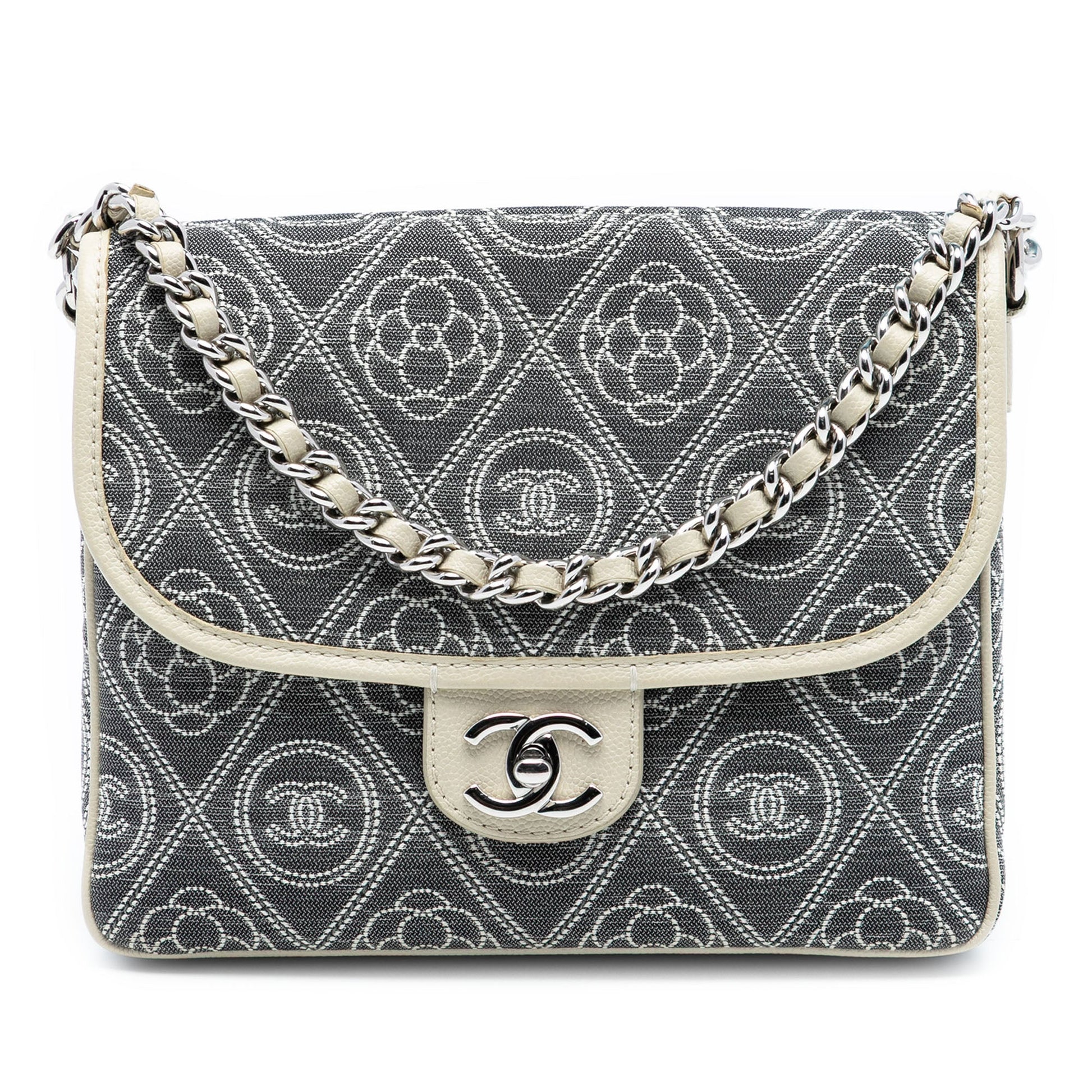 Chanel Camellia Printed Canvas Double Side Flap