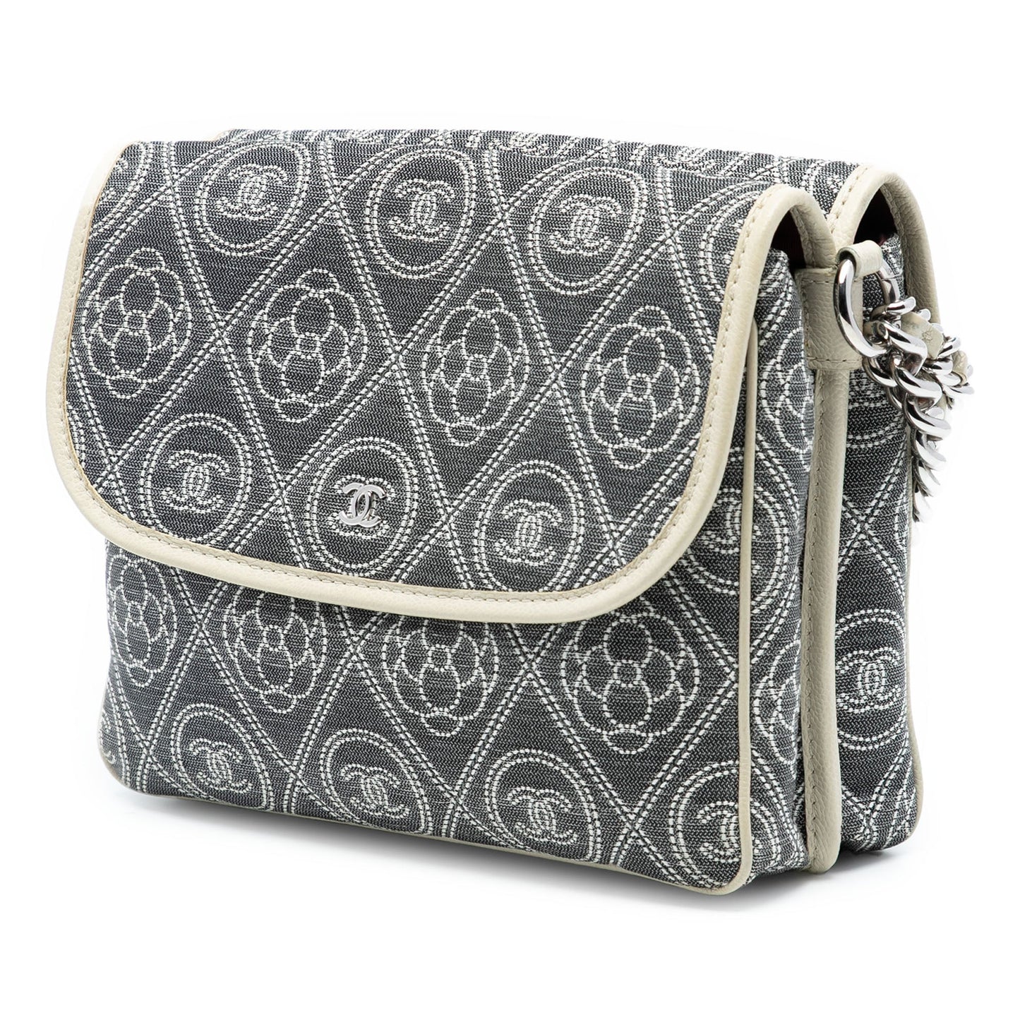 Chanel Camellia Printed Canvas Double Side Flap