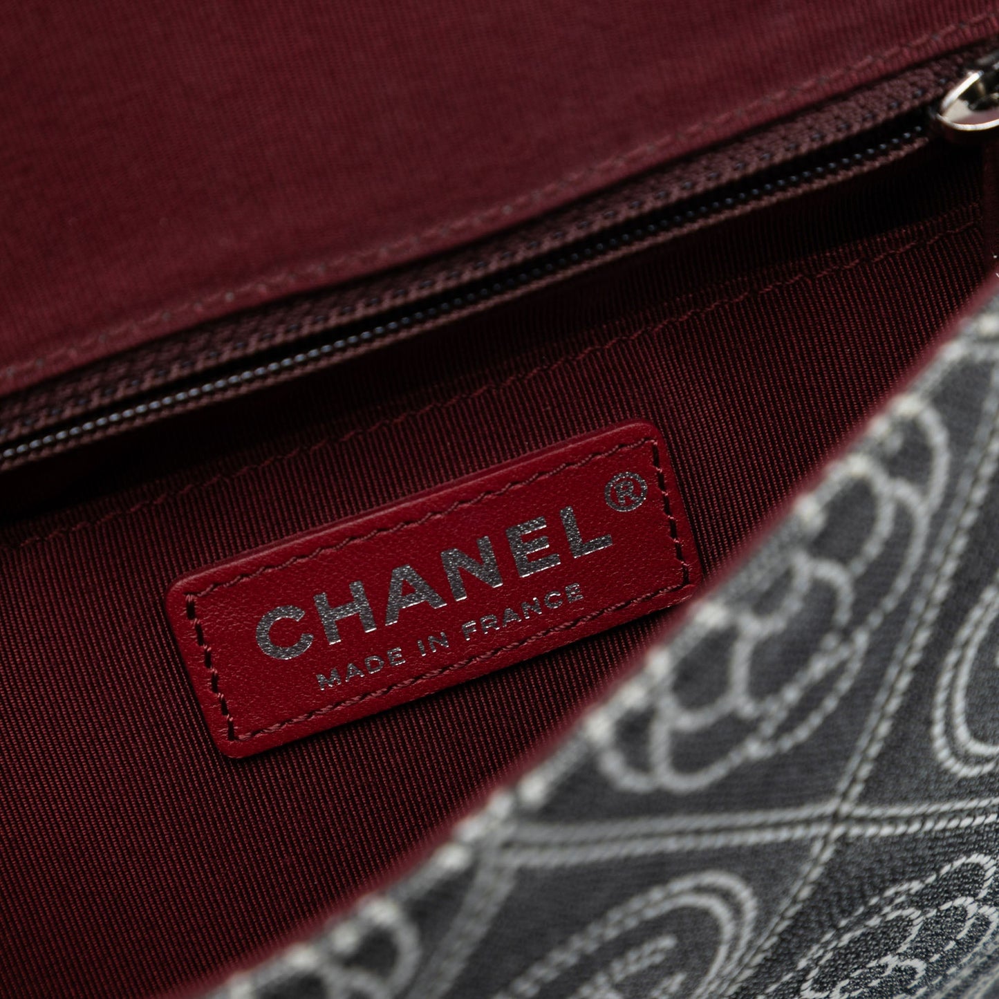 Chanel Camellia Printed Canvas Double Side Flap