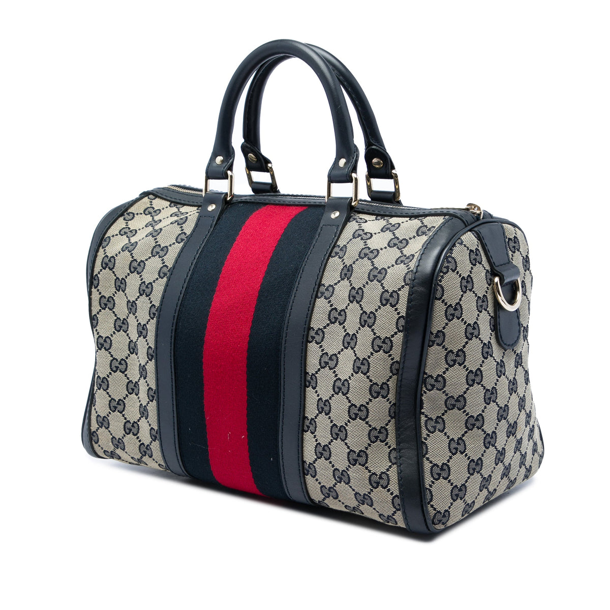 Gucci Medium GG Canvas Web Joy Boston Bag — Beige