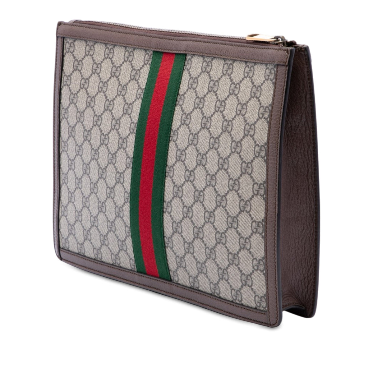 Gucci GG Supreme Web Ophidia Clutch — Beige