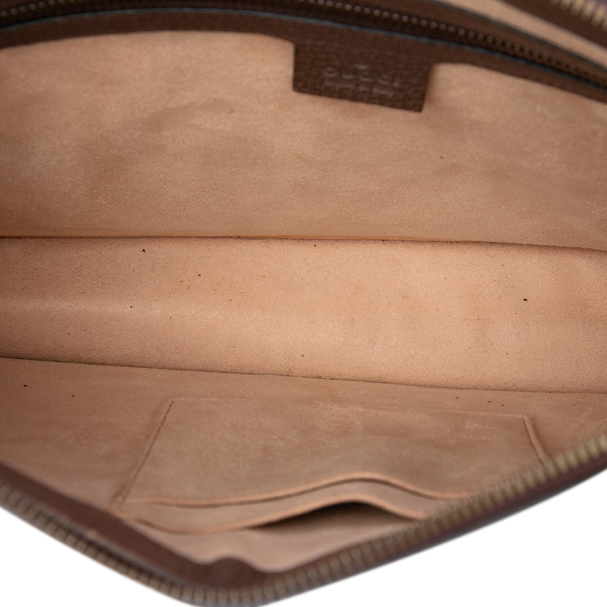 Gucci GG Supreme Web Ophidia Clutch — Beige