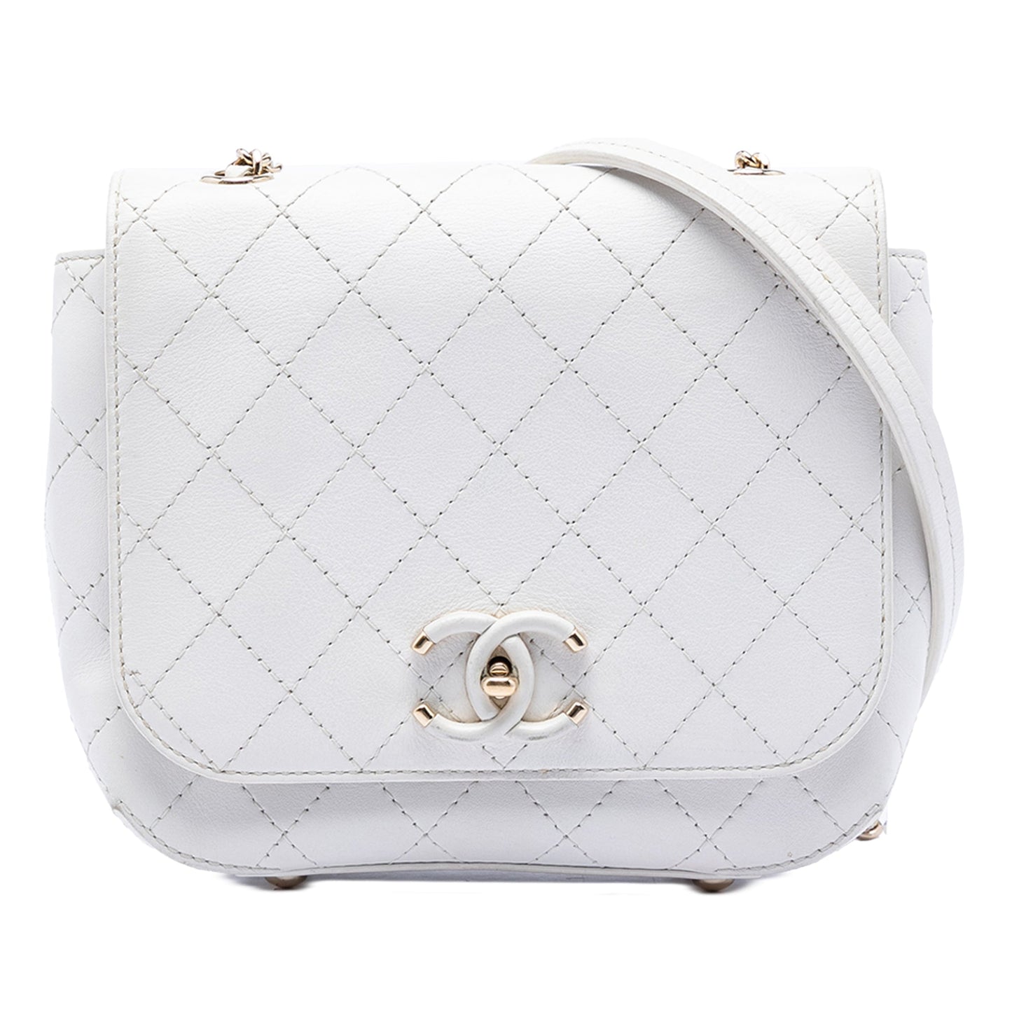 Chanel Small Stitched Calfskin Covered CC Flap