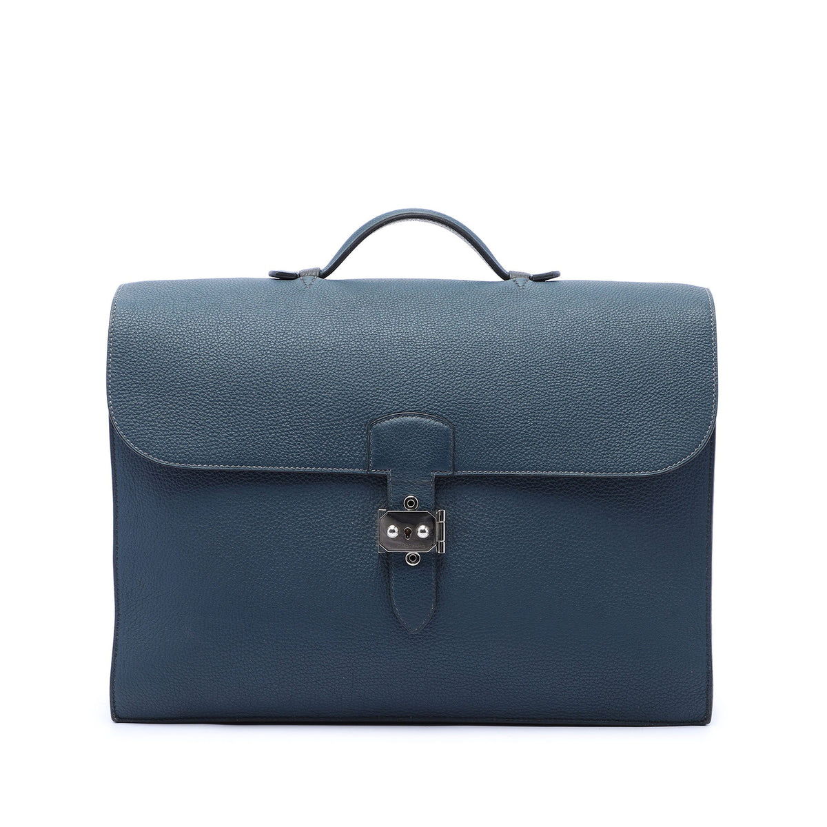 Hermès Togo Casaque Sac a Depeches 38 — Blue