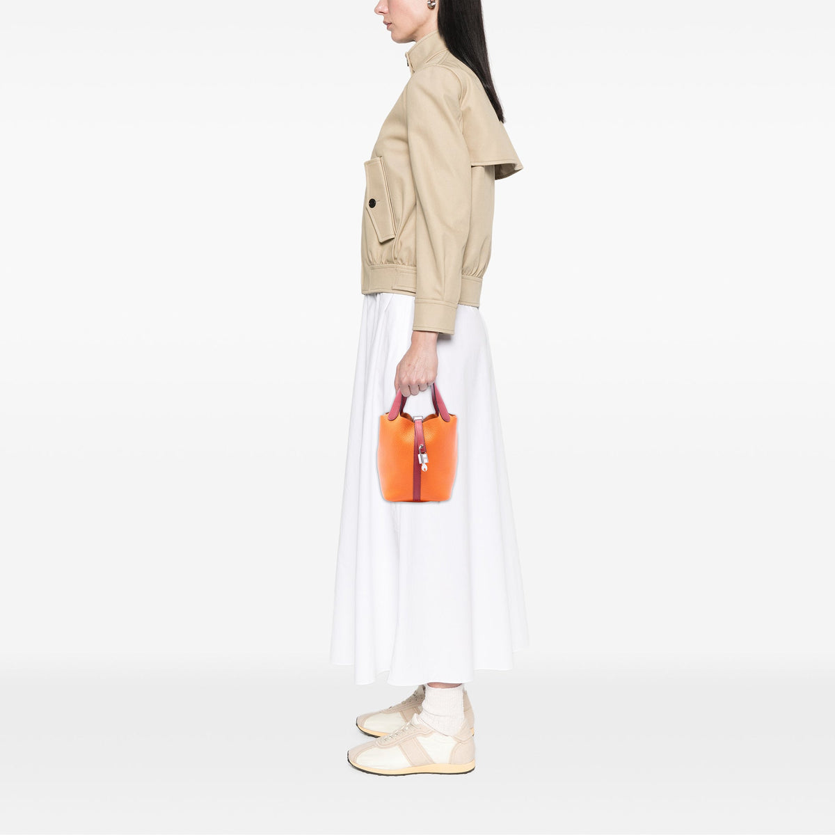 Hermès Bicolor Clemence and Swift Picotin Lock 18 — Red