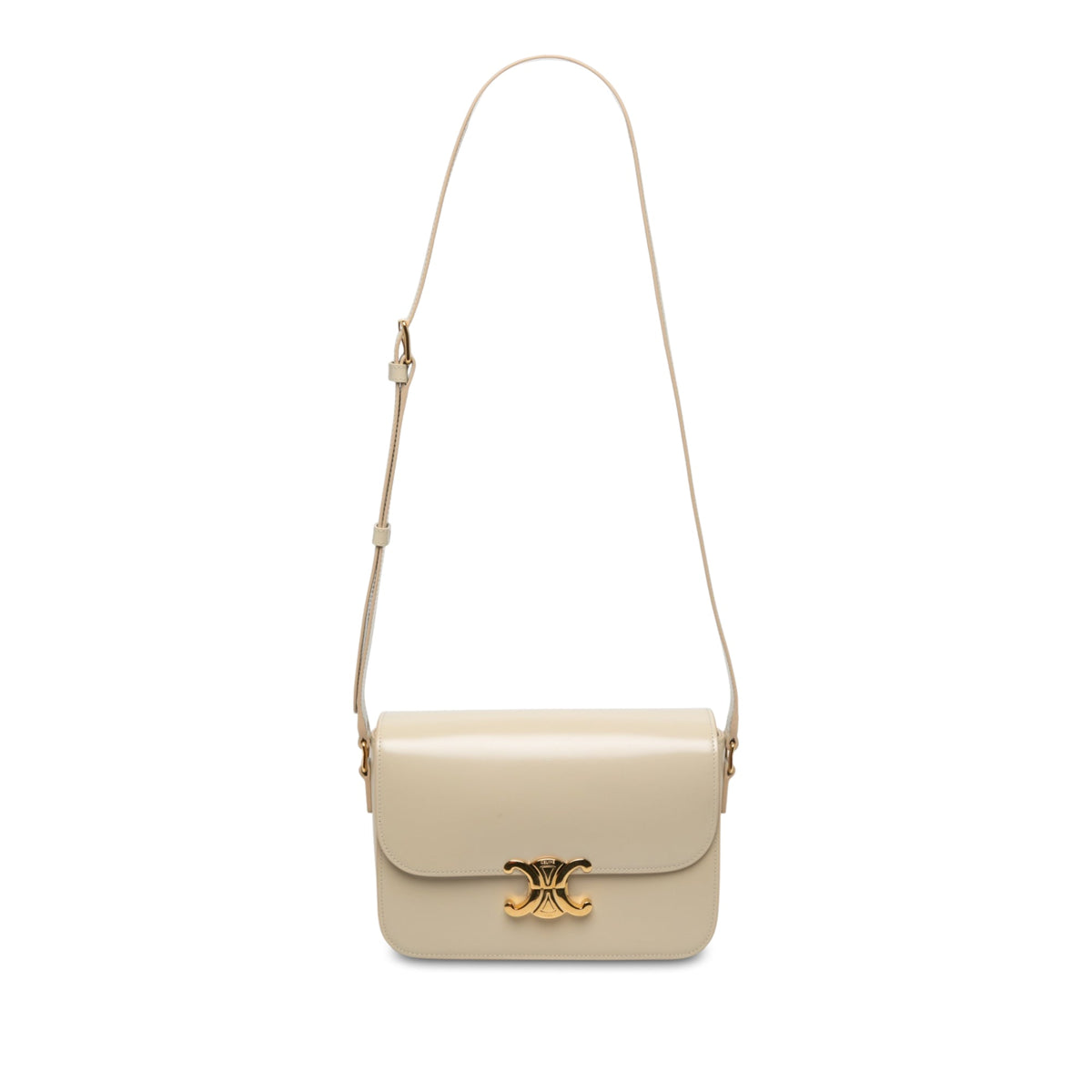 Celine Classique Shiny Calfskin Triomphe Crossbody — Brown