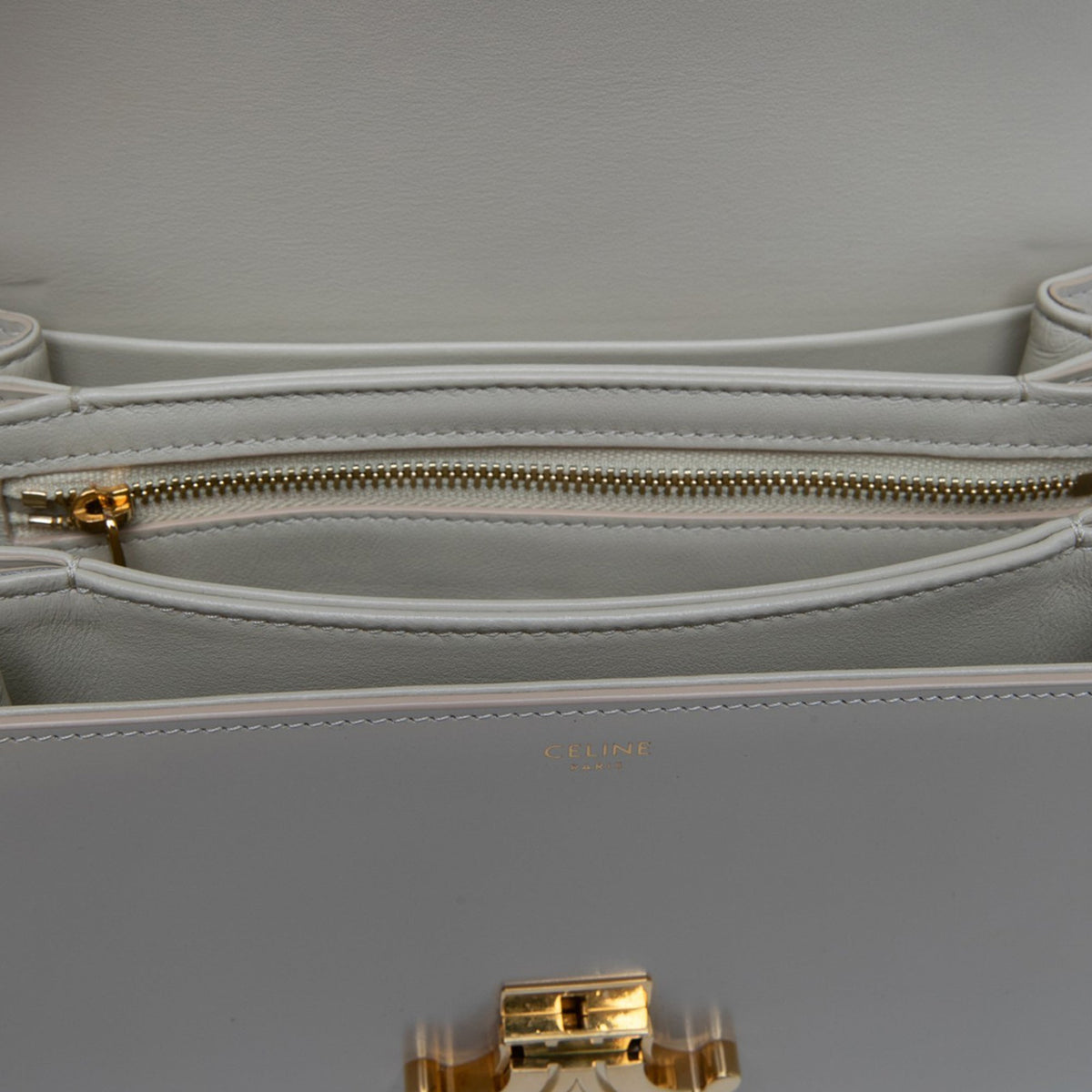 Celine Classique Shiny Calfskin Triomphe Crossbody — Brown
