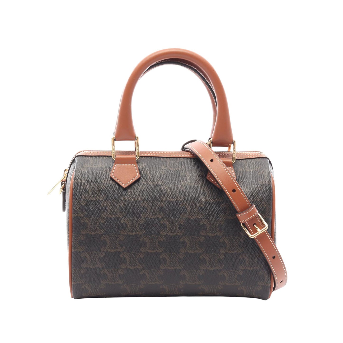 Celine Small Triomphe Coated Canvas Boston Bag