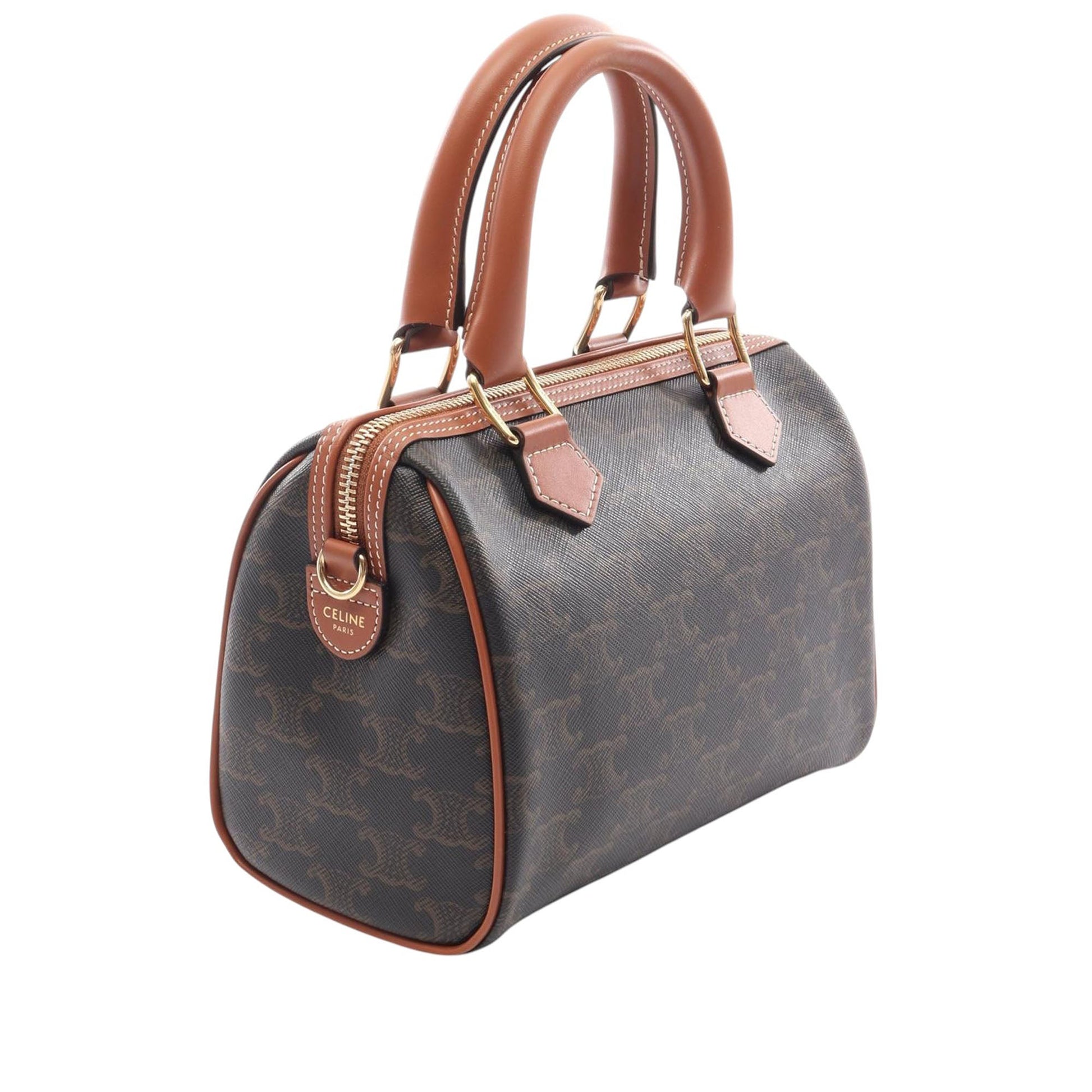 Celine Small Triomphe Coated Canvas Boston Bag