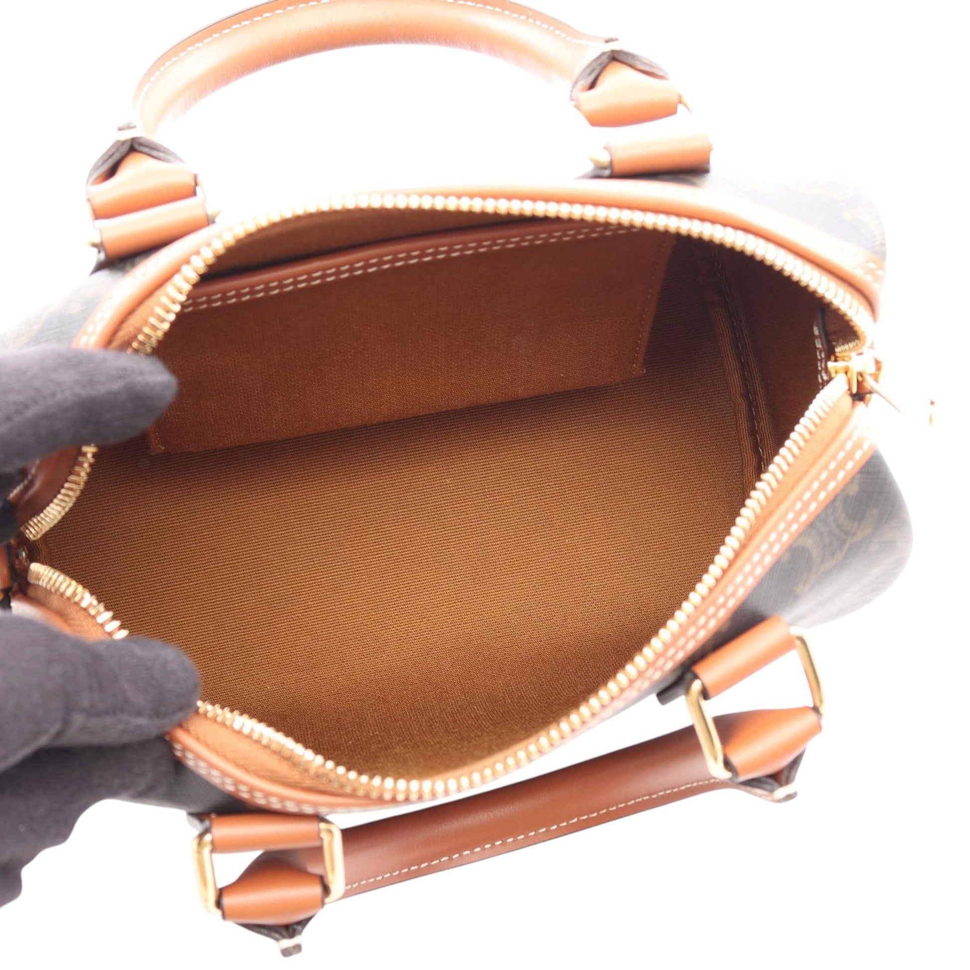 Celine Small Triomphe Coated Canvas Boston Bag