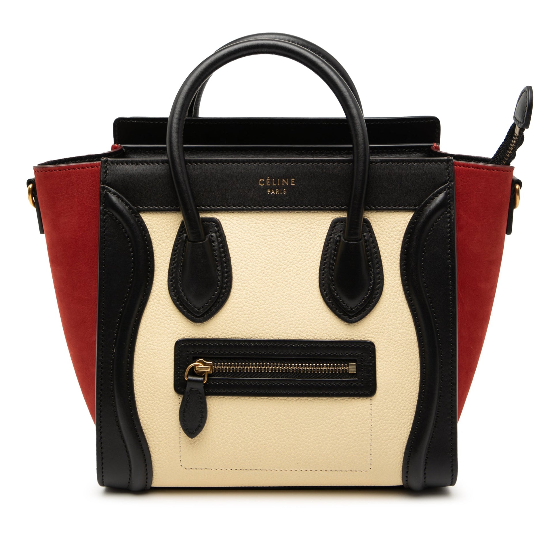 Nano Tricolor Nubuck and Drummed Calfskin Luggage Tote