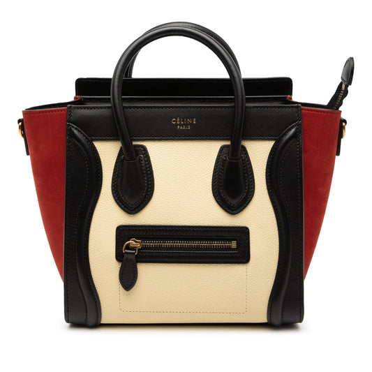 Nano Tricolor Nubuck and Drummed Calfskin Luggage Tote