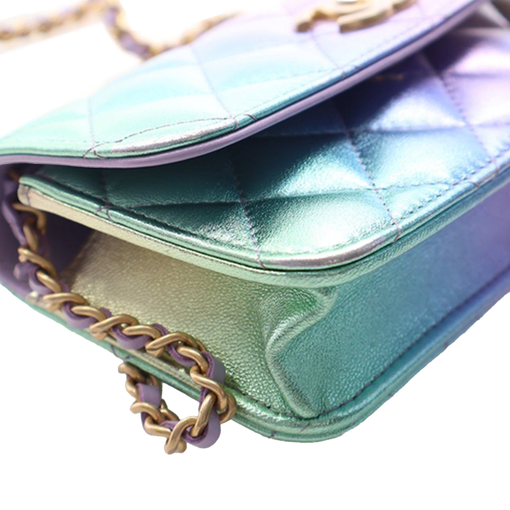 Mini Lambskin Rainbow Phone Holder With Chain