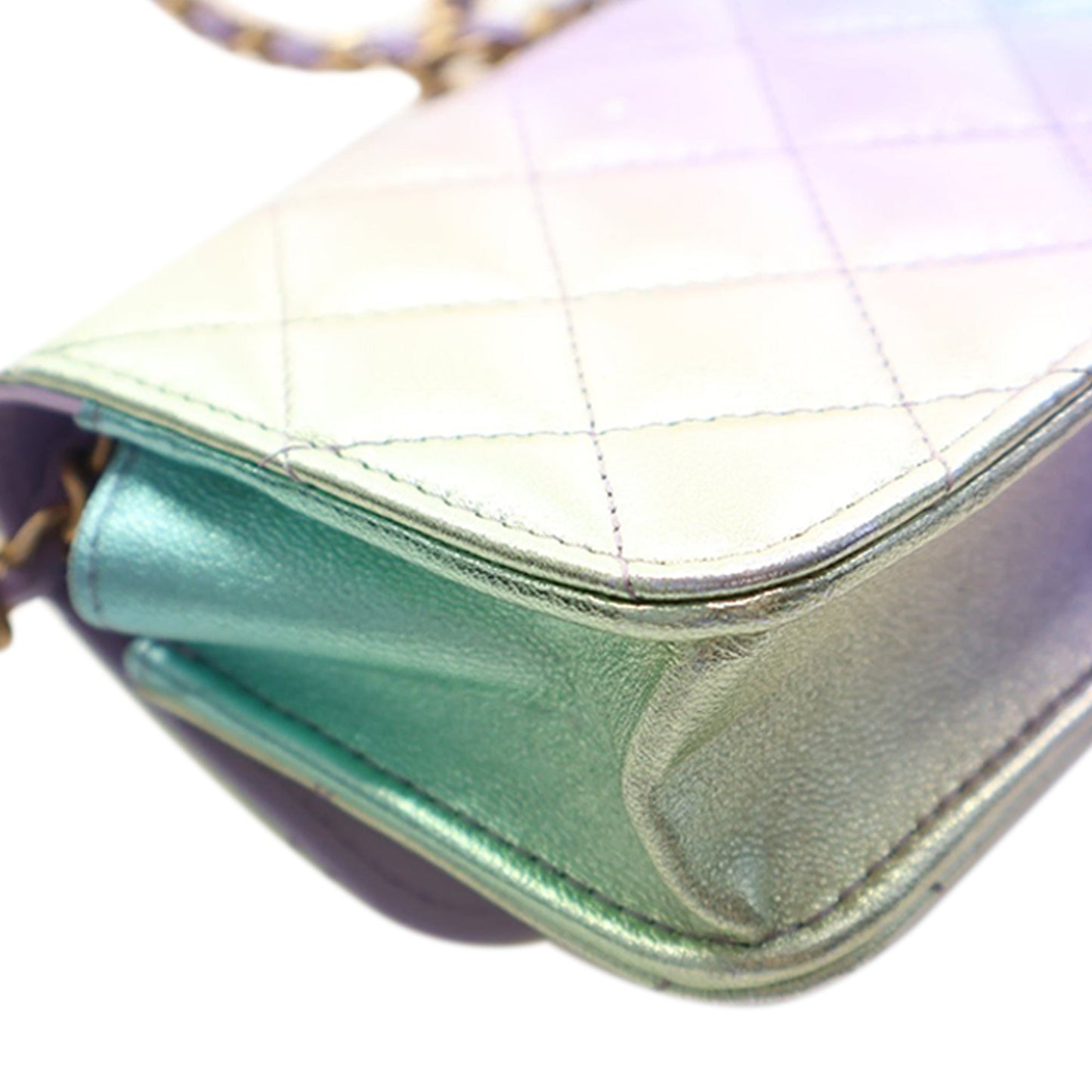 Mini Lambskin Rainbow Phone Holder With Chain
