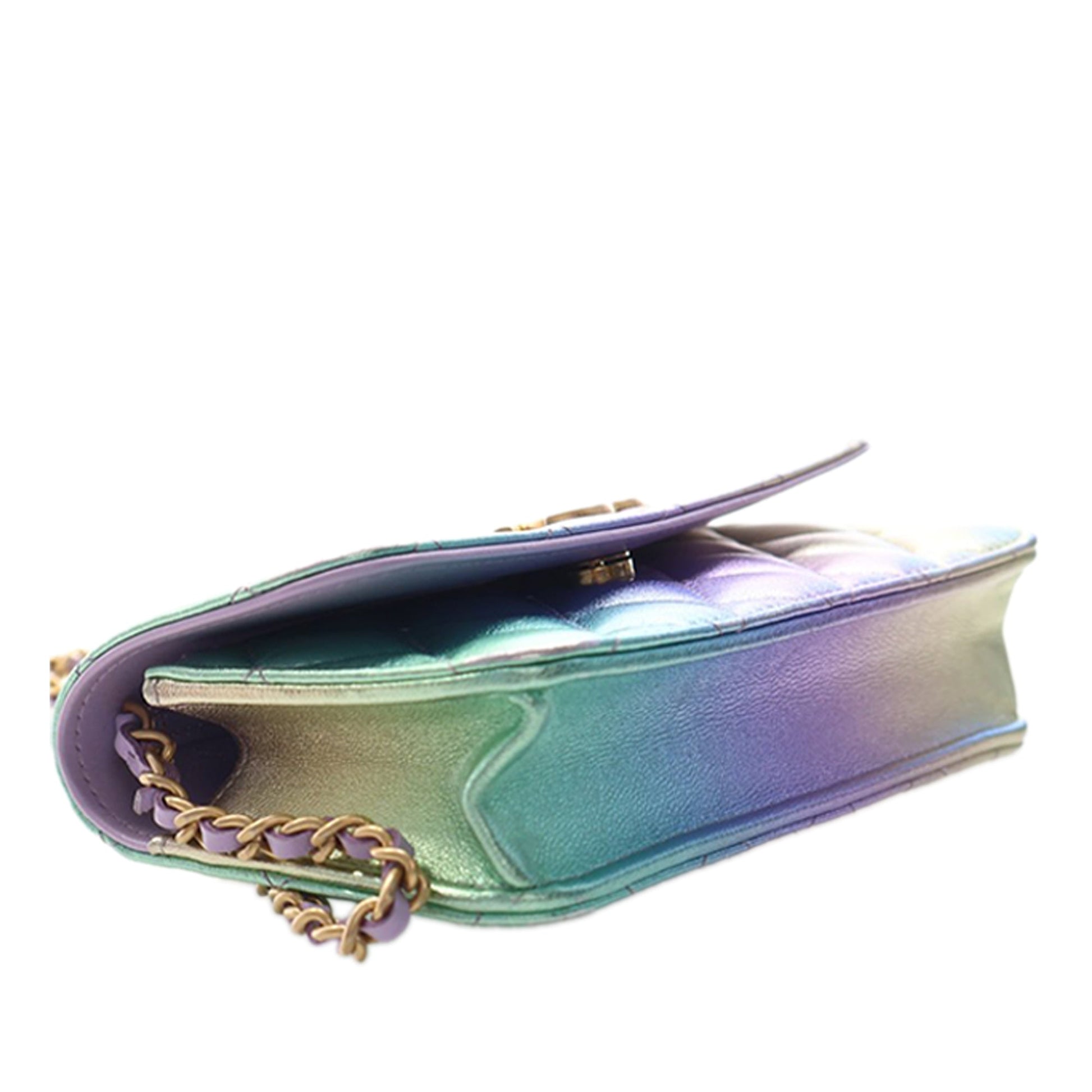 Mini Lambskin Rainbow Phone Holder With Chain