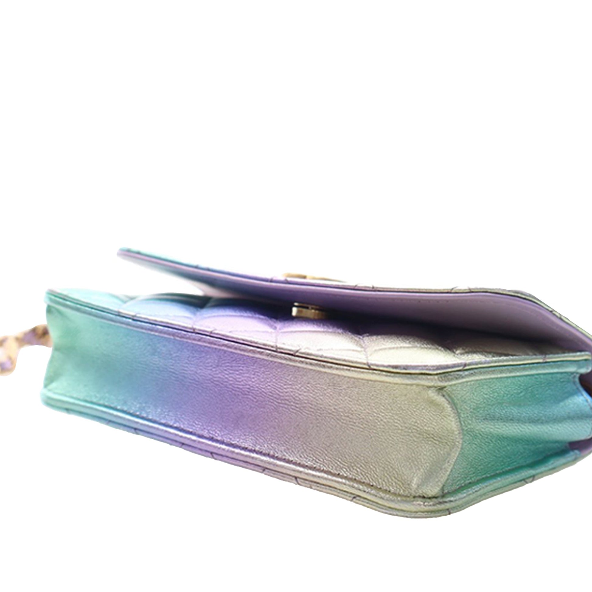 Mini Lambskin Rainbow Phone Holder With Chain