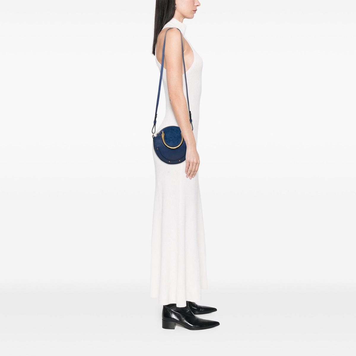 Chloé Small Calfskin and Suede Pixie Satchel — Blue