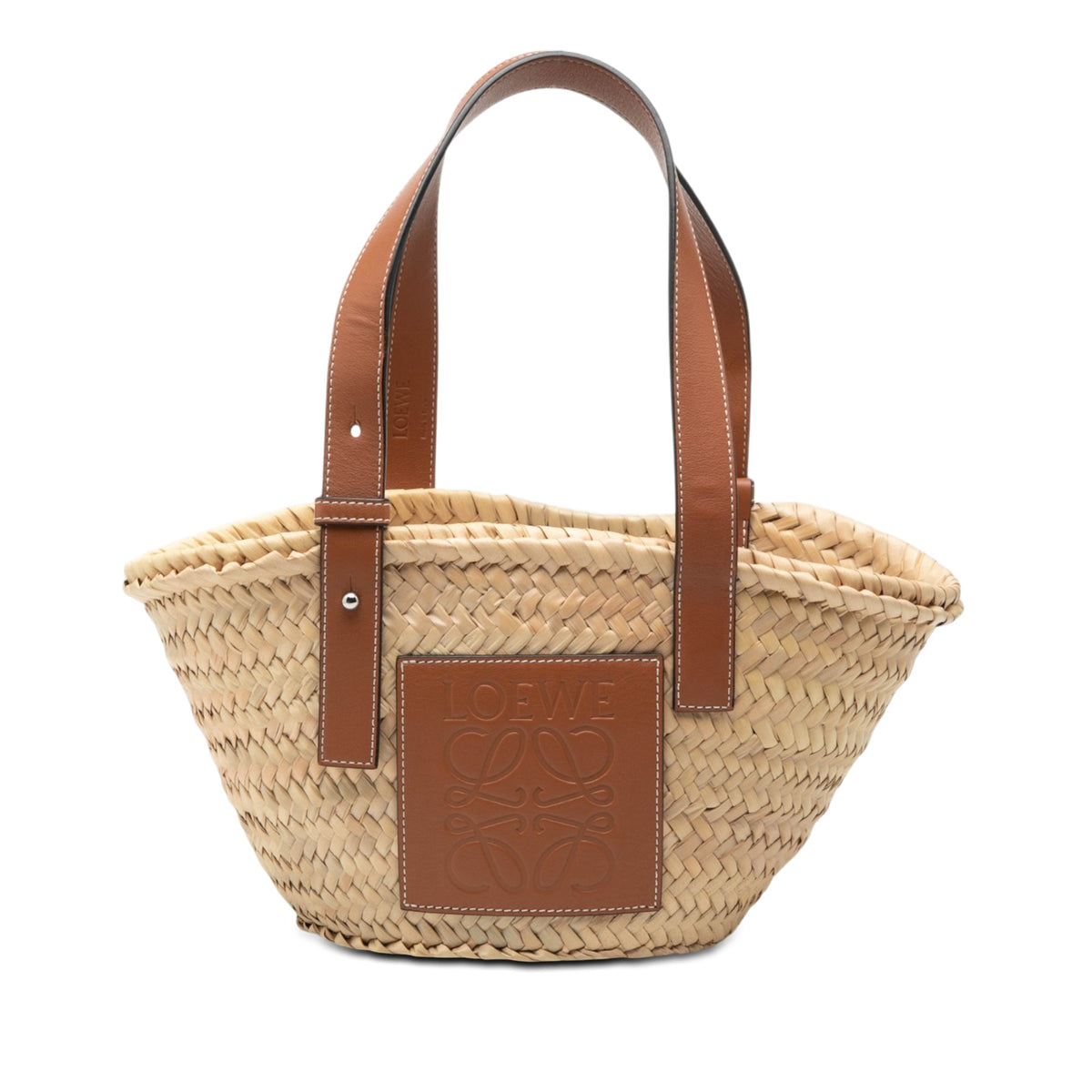LOEWE Small Raffia Anagram Basket Tote