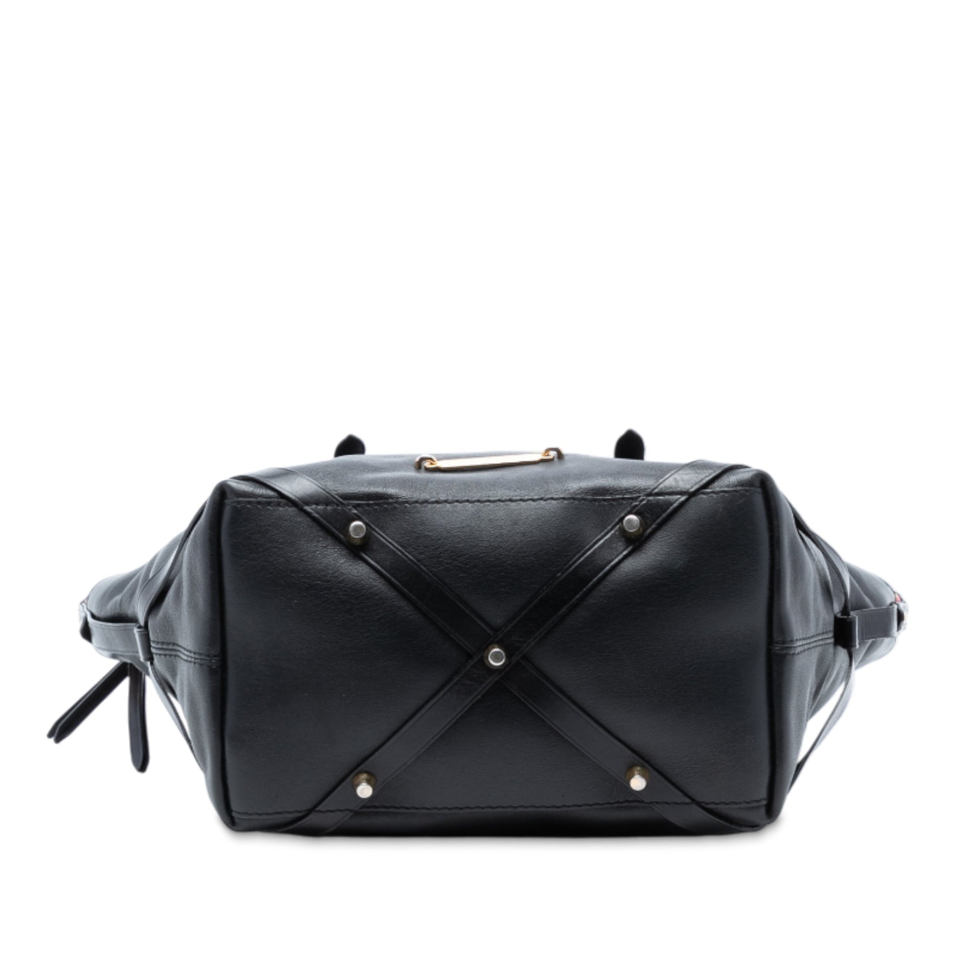 Burberry Small House Check Trimmed Leather Salisbury Tote