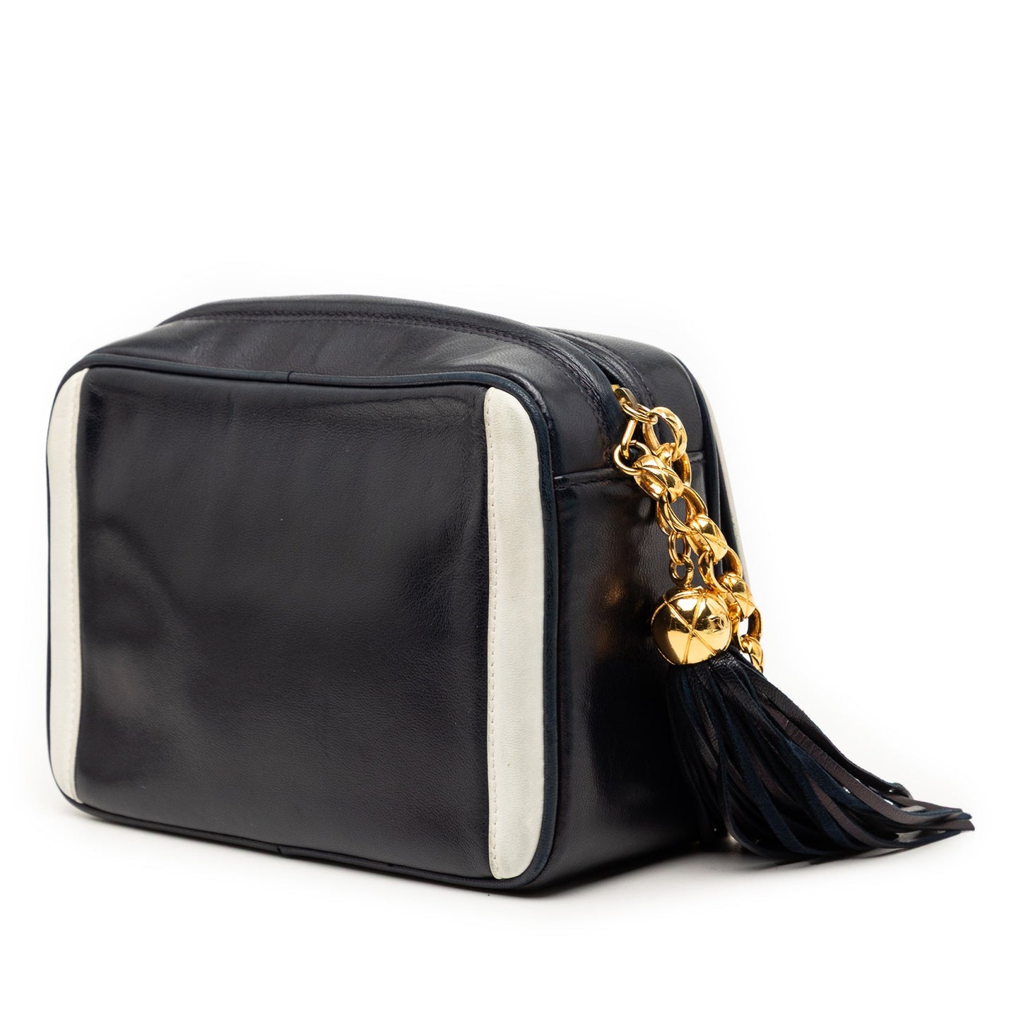 CC Lambskin Border Tassel Chain Camera Bag
