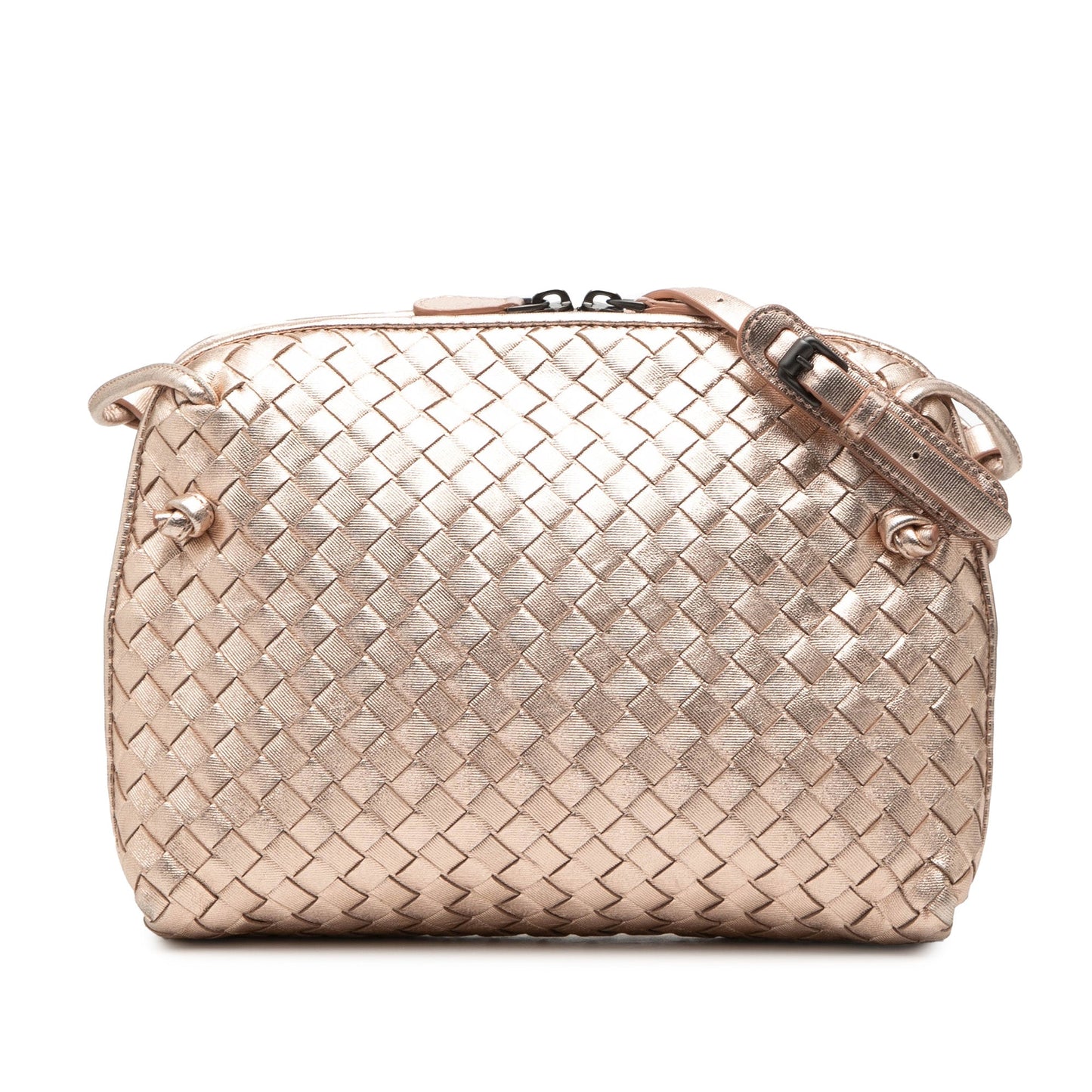 Bottega Veneta Metallic Nappa Intrecciato Nodini Crossbody