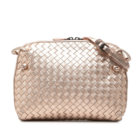 Bottega Veneta Metallic Nappa Intrecciato Nodini Crossbody