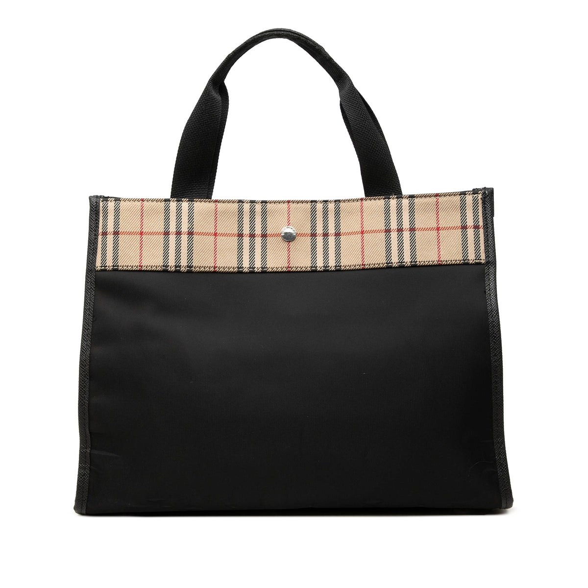 Burberry House Check Canvas Trimmed Nylon Tote — Black