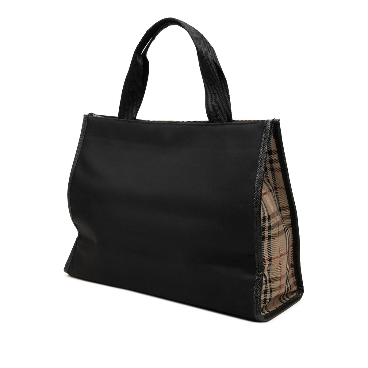 Burberry House Check Canvas Trimmed Nylon Tote — Black