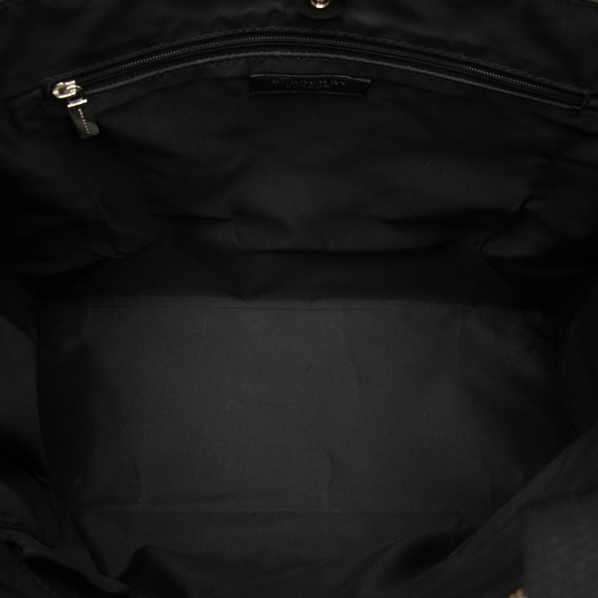 Burberry House Check Canvas Trimmed Nylon Tote — Black