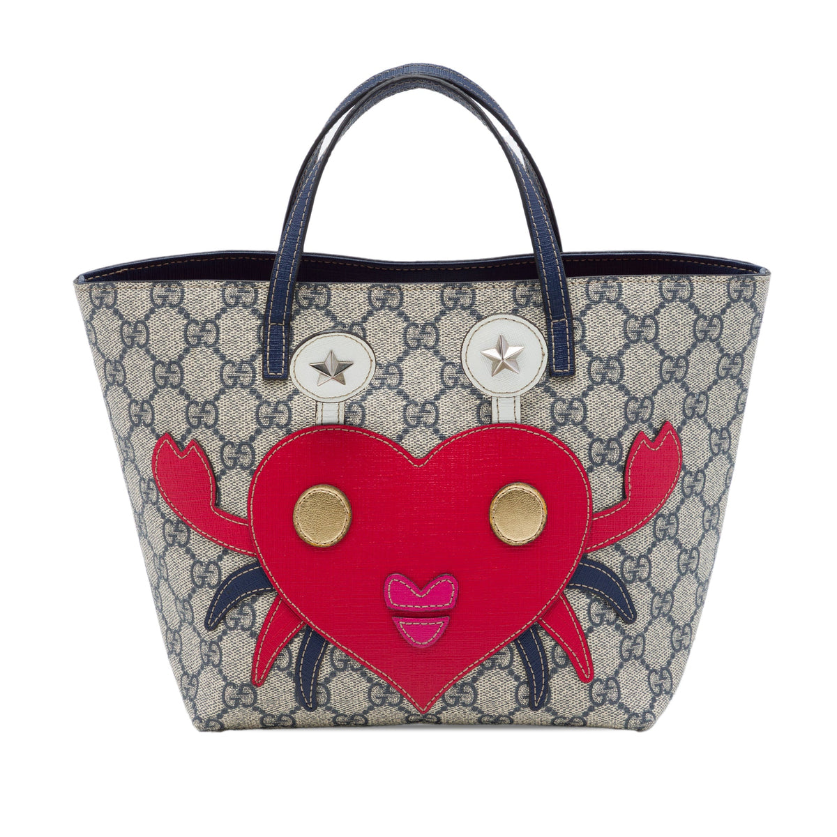 Gucci Kids GG Supreme Crab Heart Tote — Beige