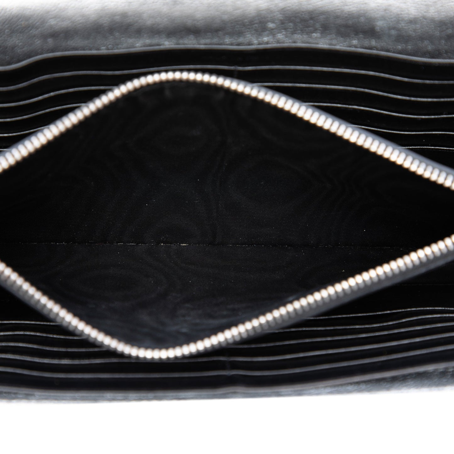 Saint Laurent Metallic Calfskin Matelasse Chevron Monogram Chain Wallet