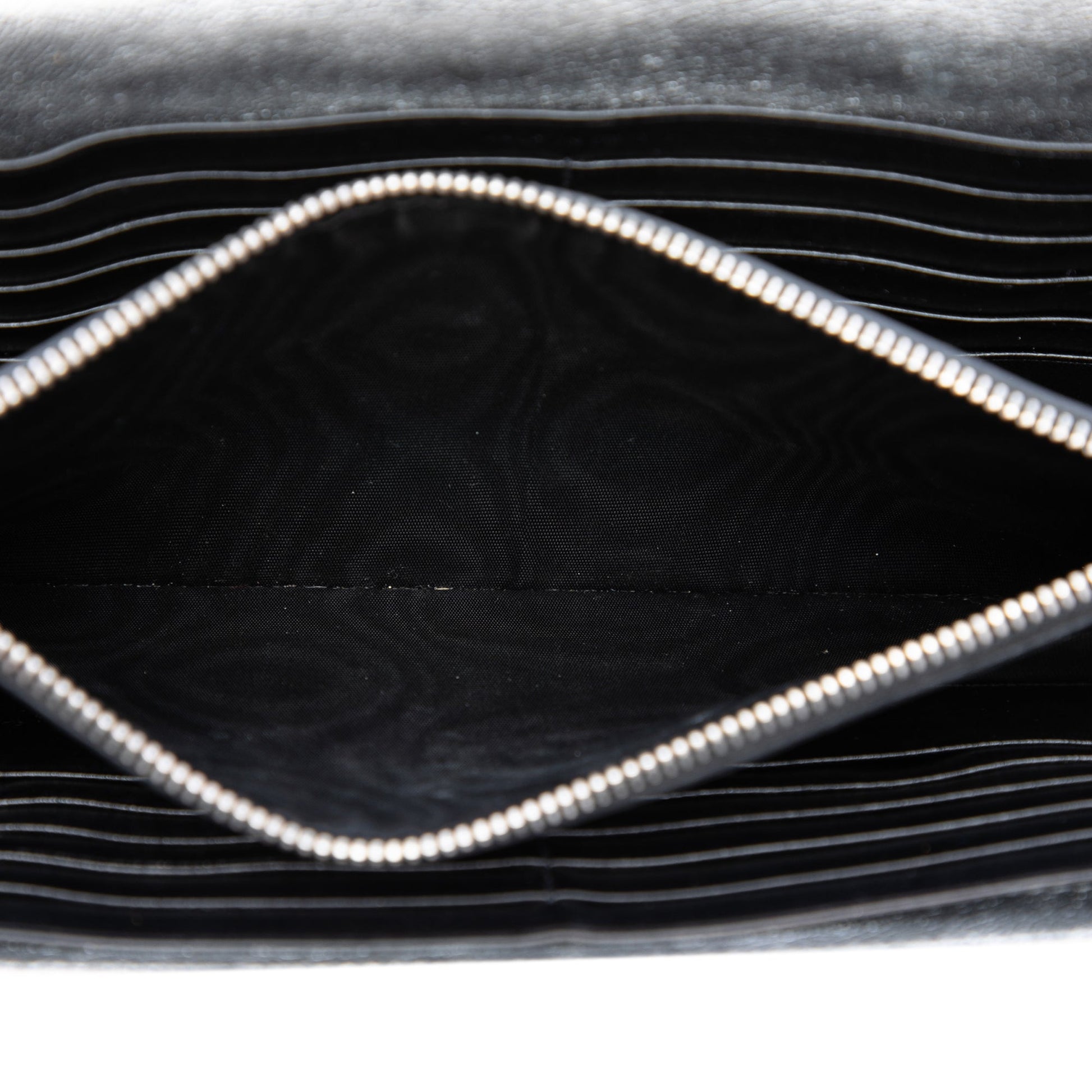 Saint Laurent Metallic Calfskin Matelasse Chevron Monogram Chain Wallet