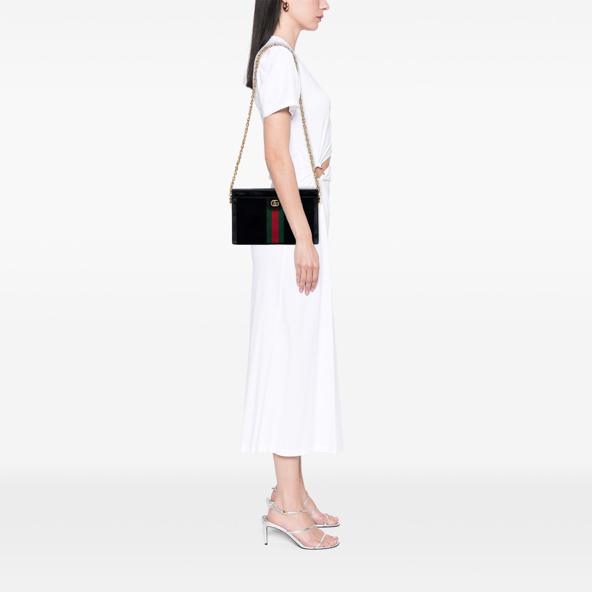 Gucci Small Suede Web Ophidia Chain Crossbody