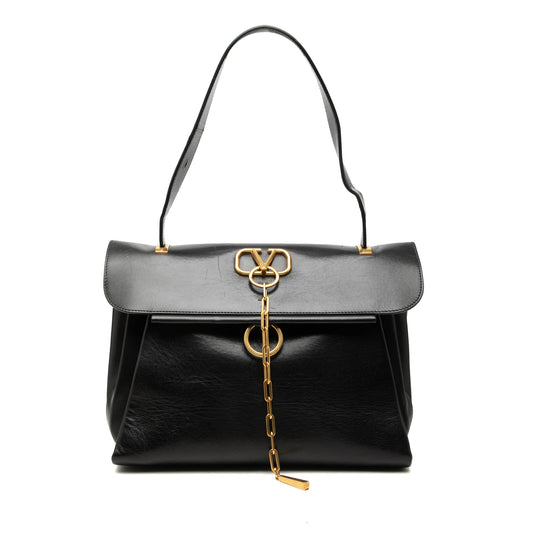 Valentino Medium Smooth Calfskin VRing Top Handle Bag