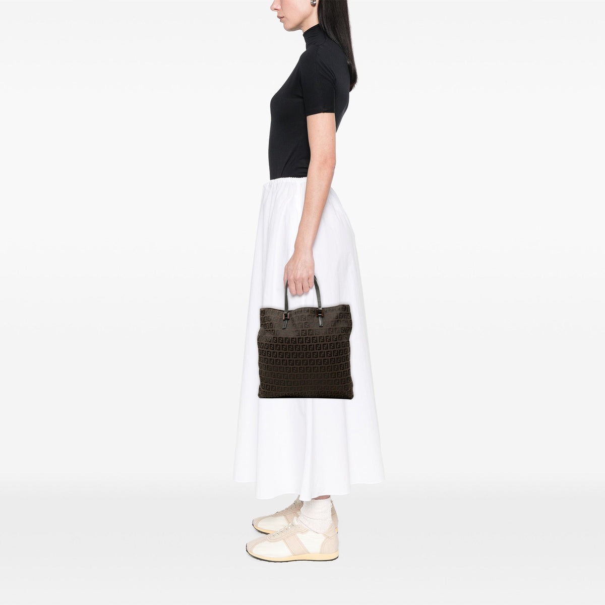 Fendi Zucchino Canvas Tote — Brown