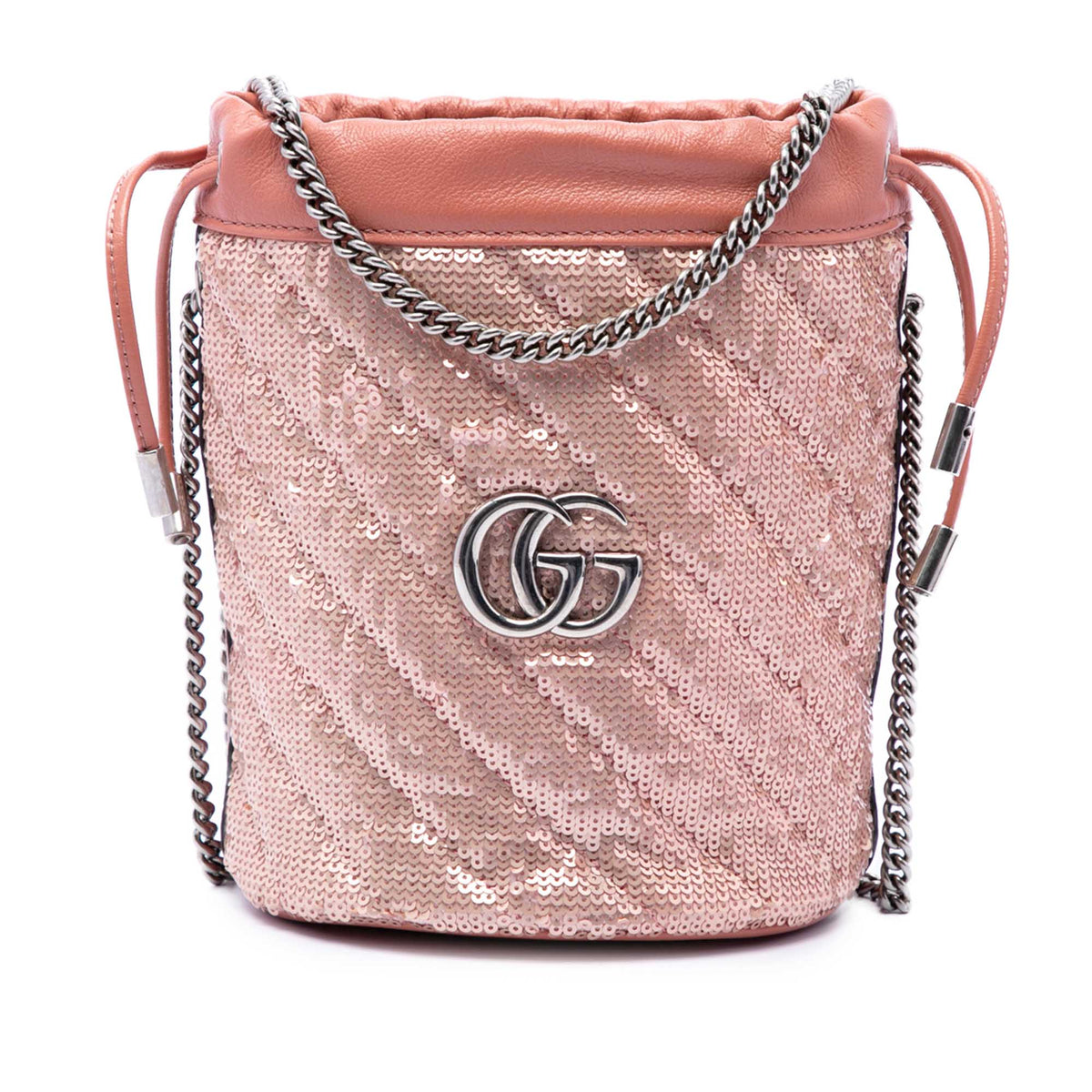 Gucci Small GG Marmont Sequined Diagonal Matelasse Calfskin Bucket Bag