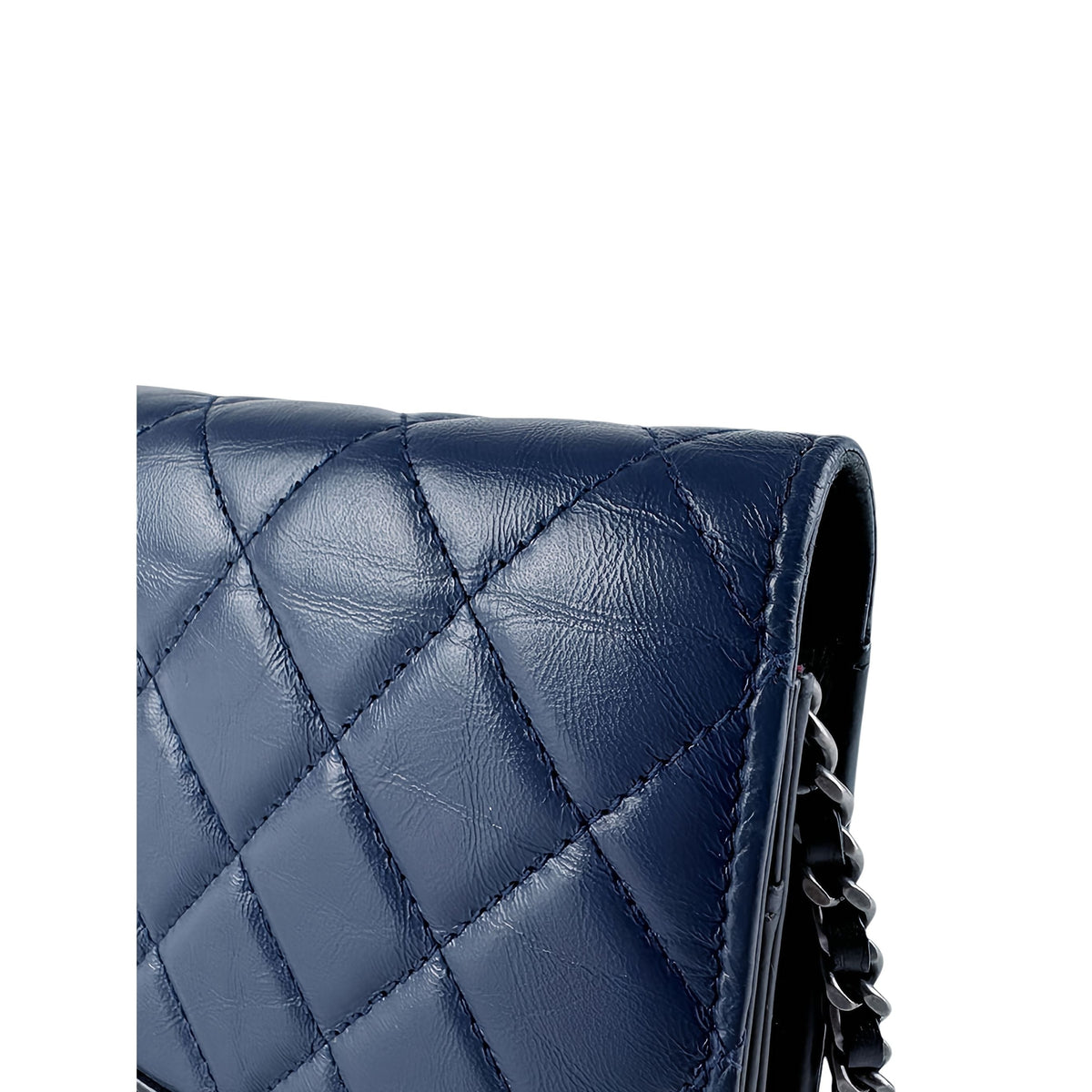Chanel Bicolor Quilted Aged Calfskin Gabrielle Wallet On Chain — Blue