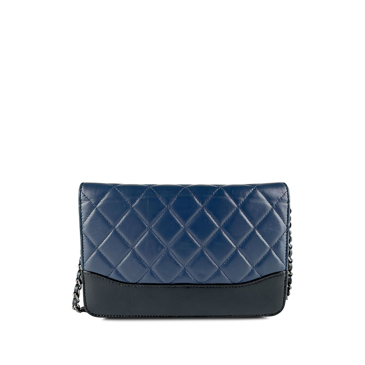 Chanel Bicolor Quilted Aged Calfskin Gabrielle Wallet On Chain — Blue