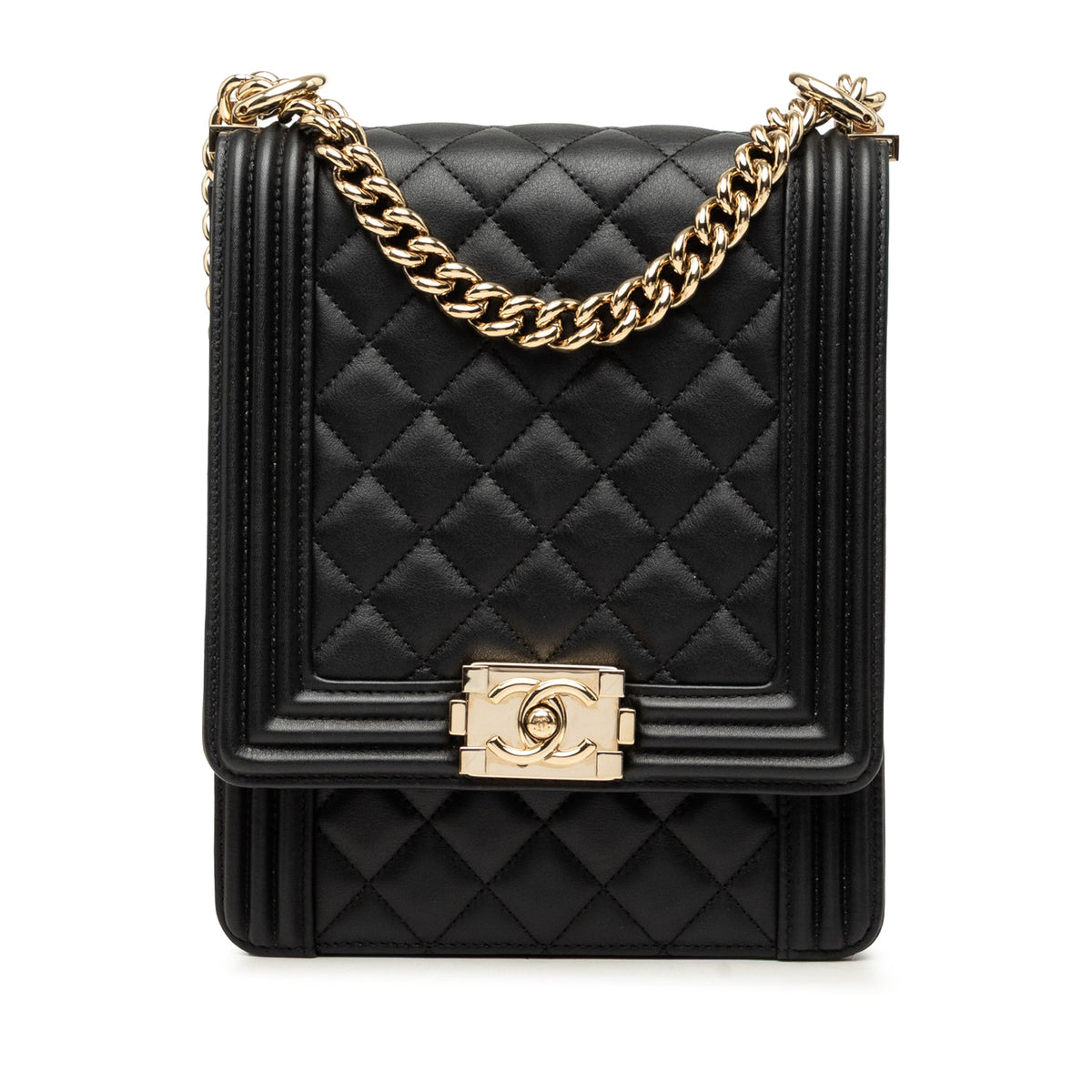 Chanel Quilted Lambskin North South Boy Flap