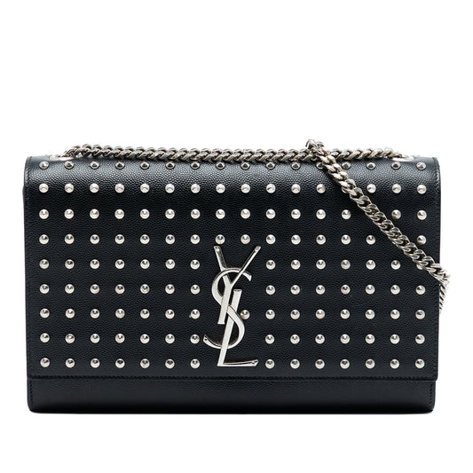 Saint Laurent Medium Grain De Poudre Studded Kate Crossbody