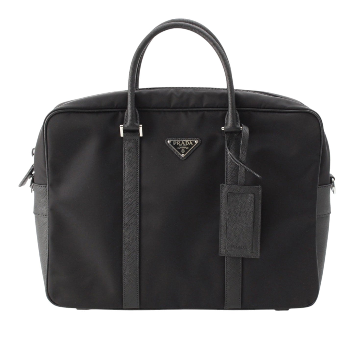 Prada Saffiano Trimmed Tessuto Business Bag