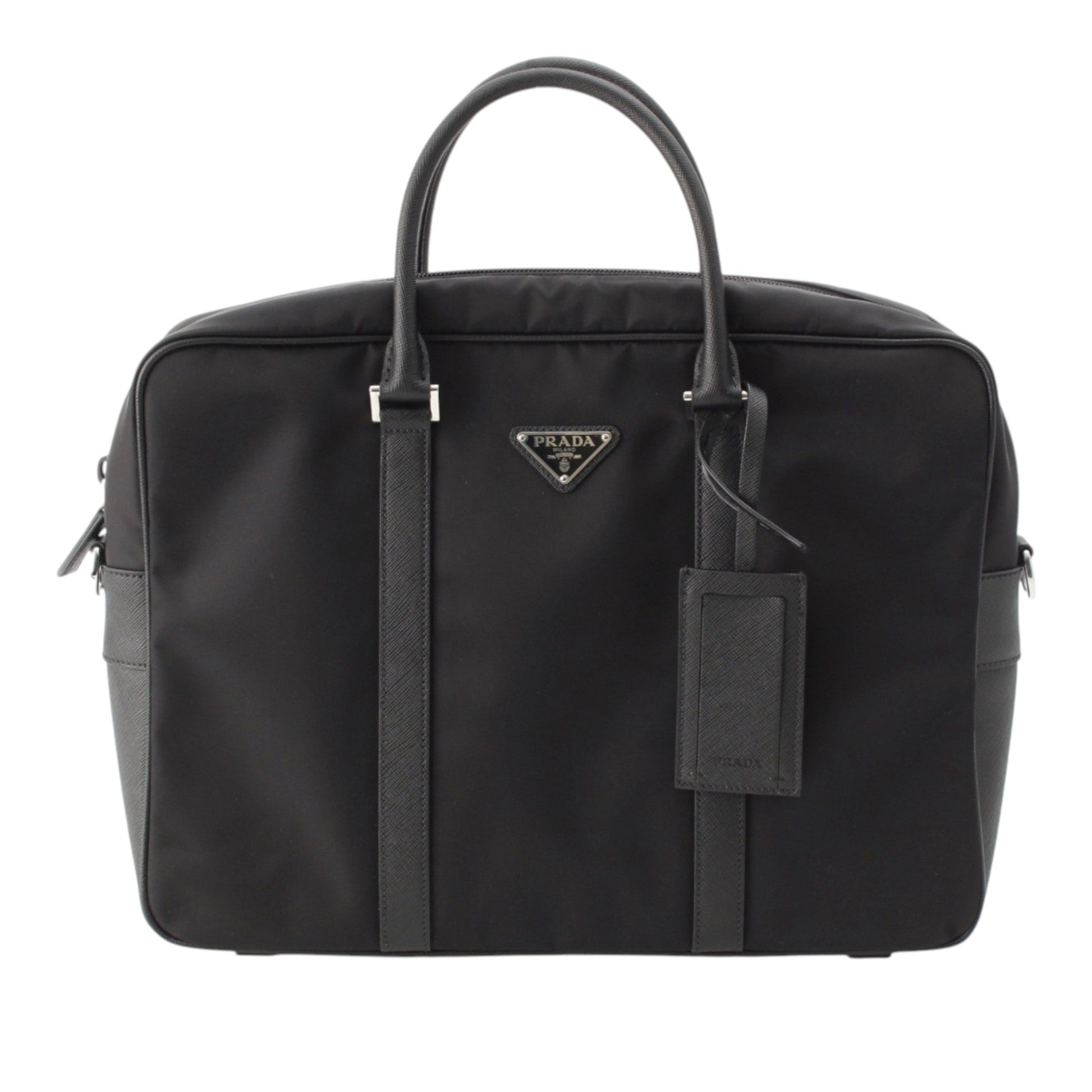 Prada Saffiano Trimmed Tessuto Business Bag