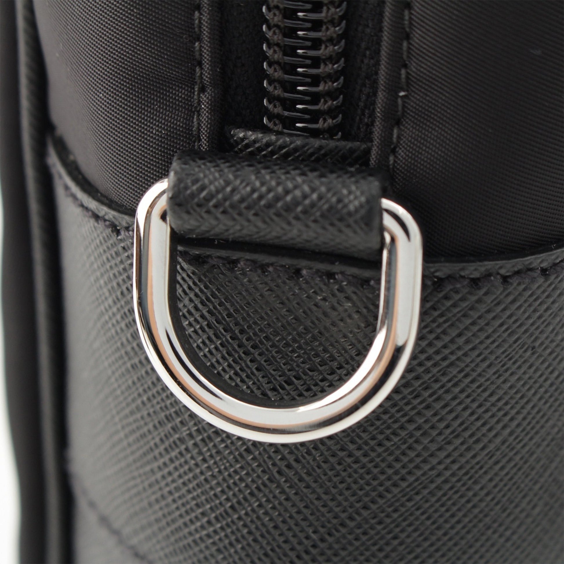Prada Saffiano Trimmed Tessuto Business Bag