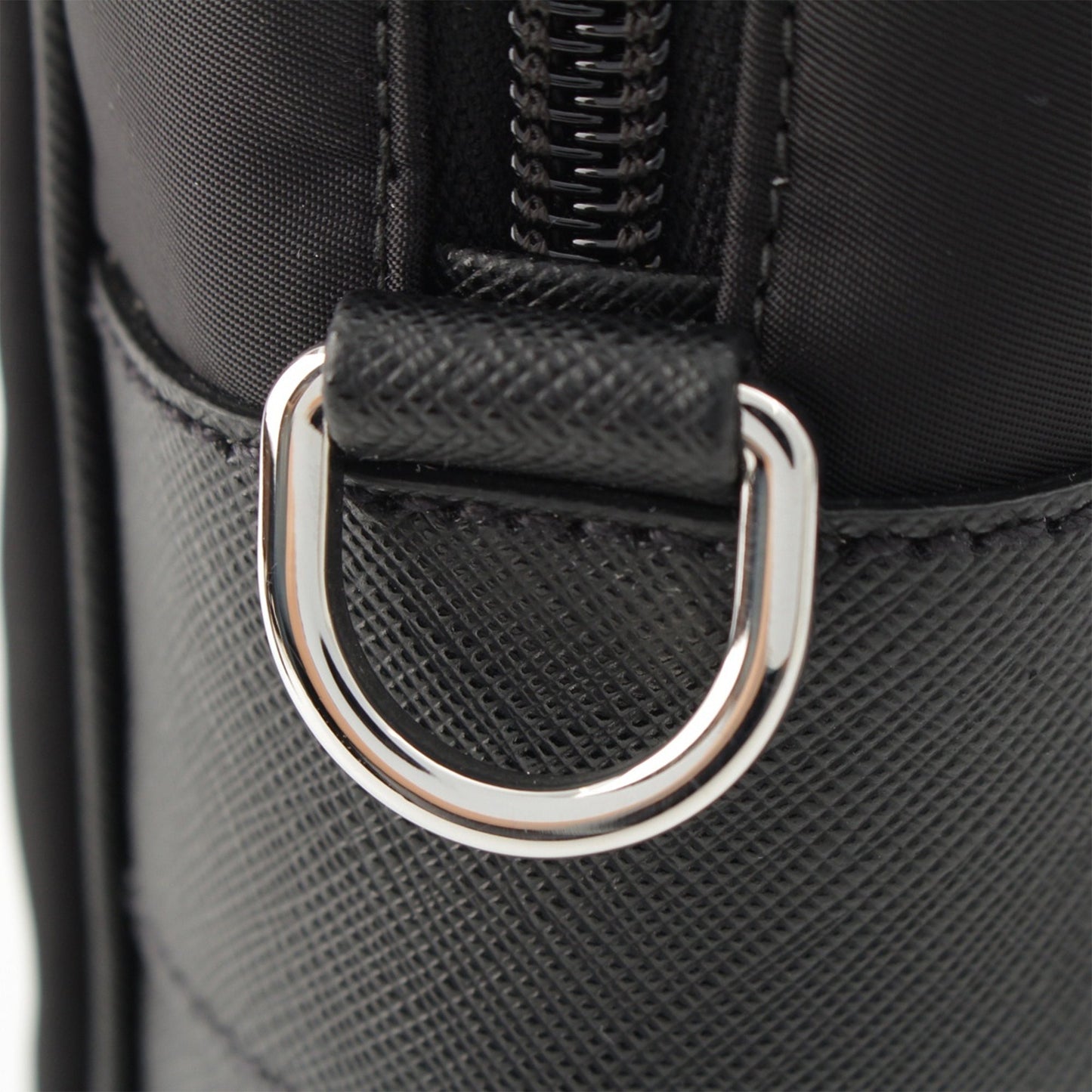 Prada Saffiano Trimmed Tessuto Business Bag