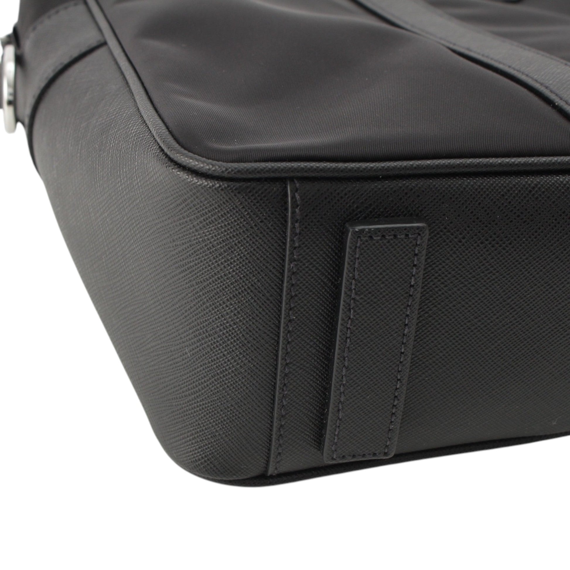 Prada Saffiano Trimmed Tessuto Business Bag