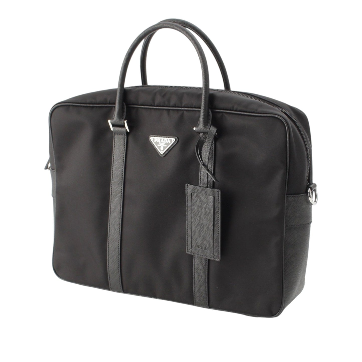 Prada Saffiano Trimmed Tessuto Business Bag